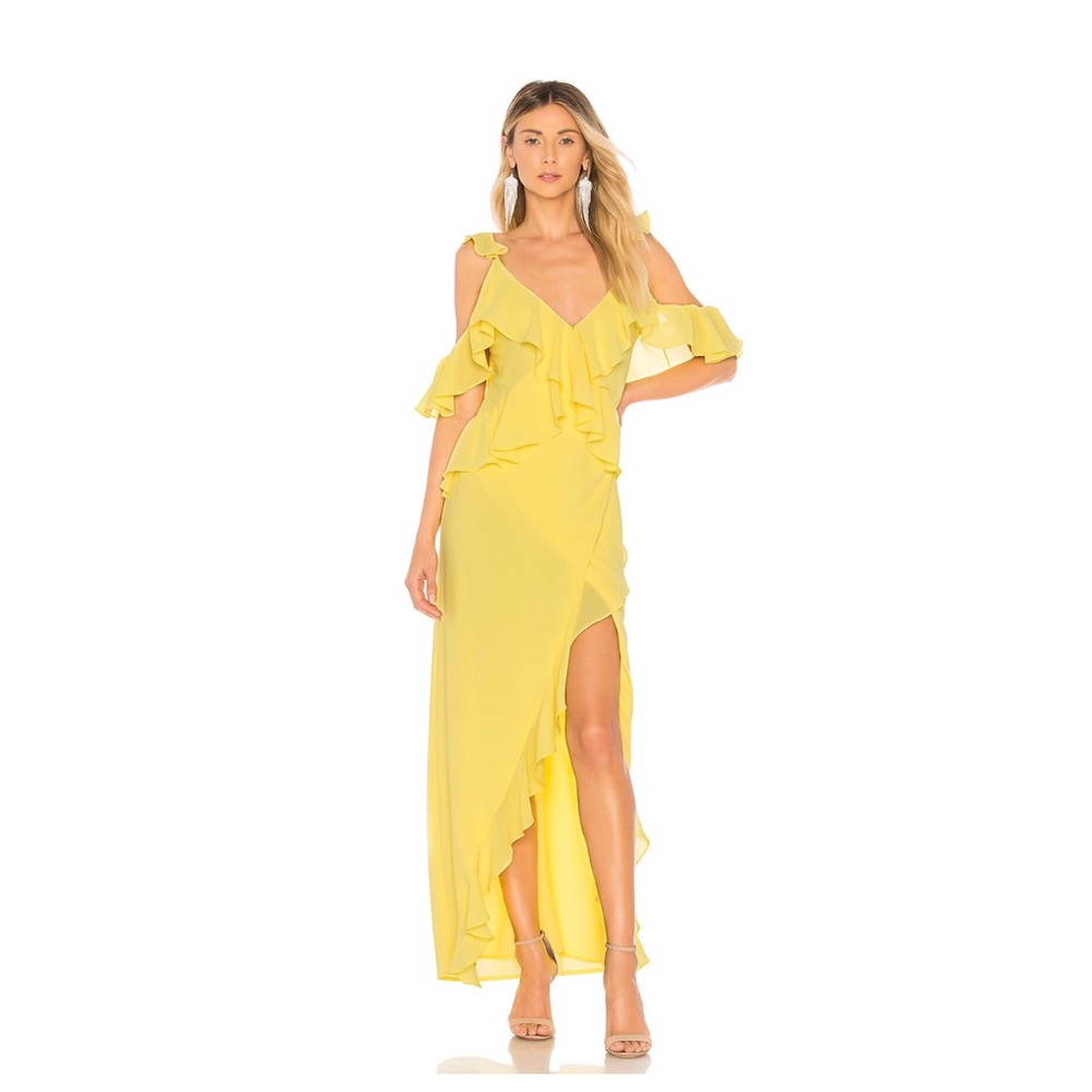 Michael Costello Yellow Gown with Ruffles